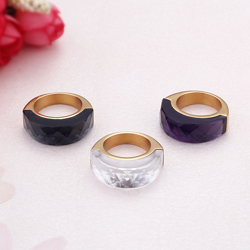 Titanium Steel 18K Gold Plated Simple Style Plating Solid Color Rings display picture 4
