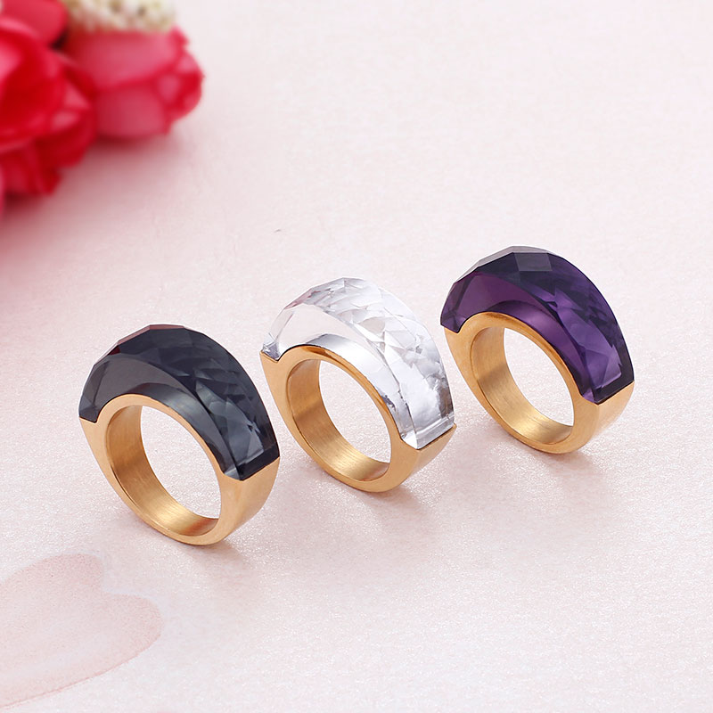 Titanium Steel 18K Gold Plated Simple Style Plating Solid Color Rings display picture 3