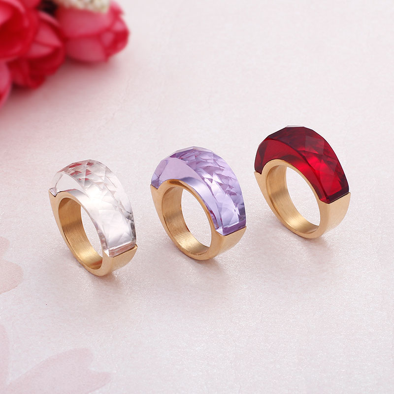 Titanium Steel 18K Gold Plated Simple Style Plating Solid Color Rings display picture 6