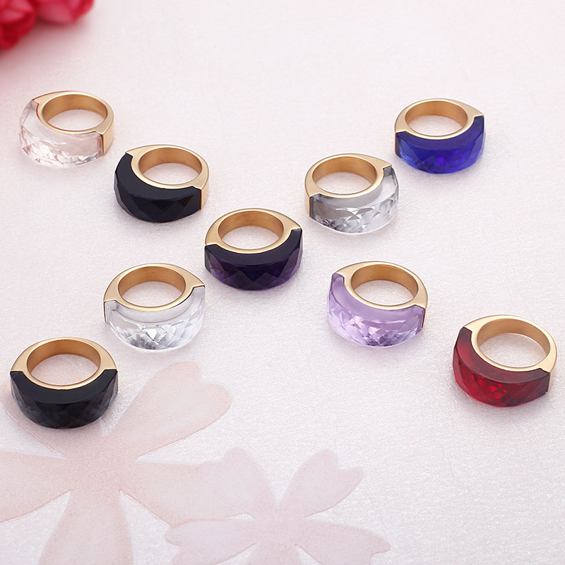 Titanium Steel 18K Gold Plated Simple Style Plating Solid Color Rings display picture 1