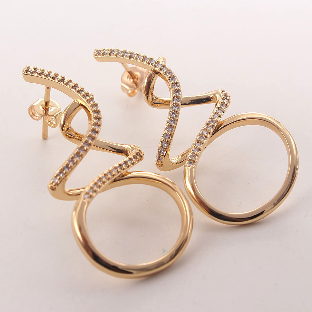 1 Piece Ig Style Elegant The Answer Plating Inlay Copper Zircon Gold Plated Earrings display picture 1