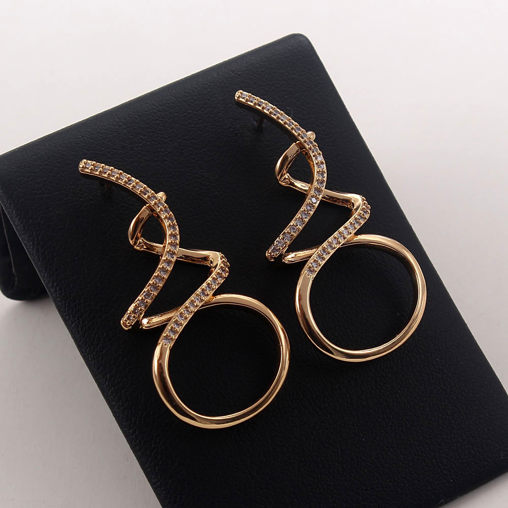 1 Piece Ig Style Elegant The Answer Plating Inlay Copper Zircon Gold Plated Earrings display picture 5