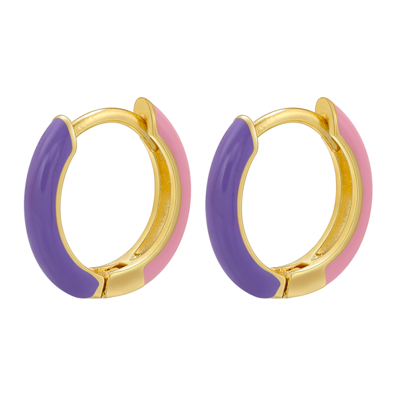1 Pair Basic Simple Style Circle Round Enamel Plating Copper 18k Gold Plated Hoop Earrings display picture 2
