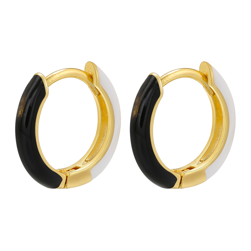 1 Pair Basic Simple Style Circle Round Enamel Plating Copper 18k Gold Plated Hoop Earrings display picture 3