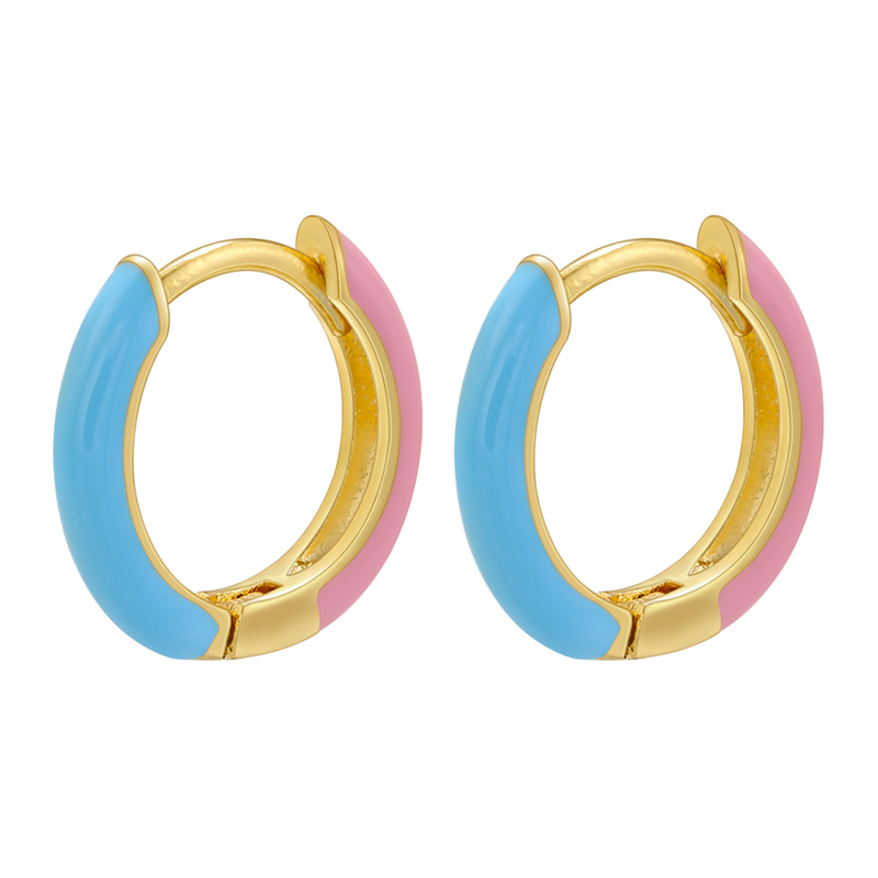1 Pair Basic Simple Style Circle Round Enamel Plating Copper 18k Gold Plated Hoop Earrings display picture 5