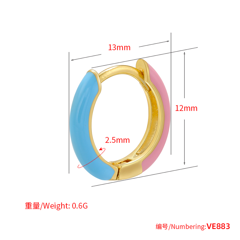 1 Pair Basic Simple Style Circle Round Enamel Plating Copper 18k Gold Plated Hoop Earrings display picture 7