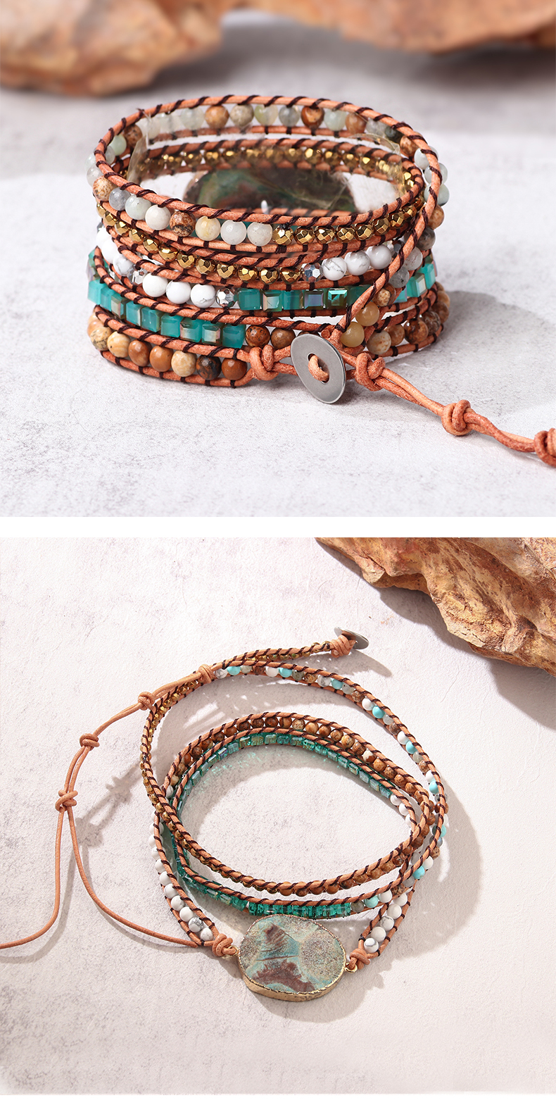 Elegant Luxurious Ethnic Style Marble Crack Natural Stone Stone Ore Bracelets display picture 2