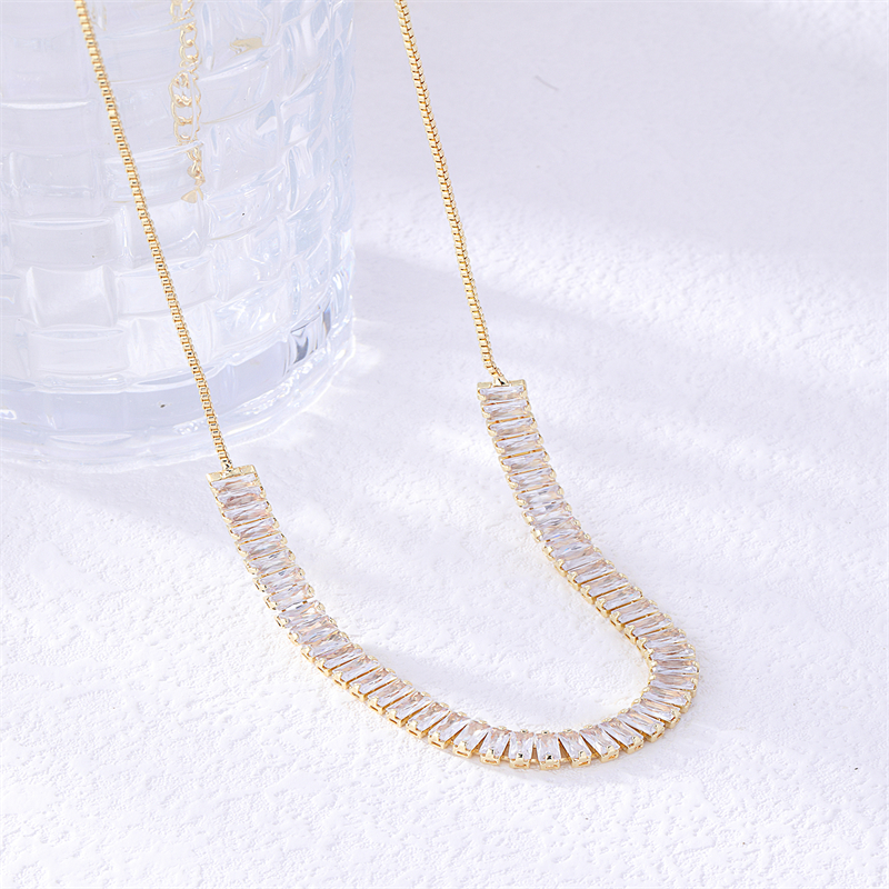 Wholesale Elegant Simple Style Geometric Copper Plating Inlay K Gold Plated Rhodium Plated Zircon Necklace display picture 2
