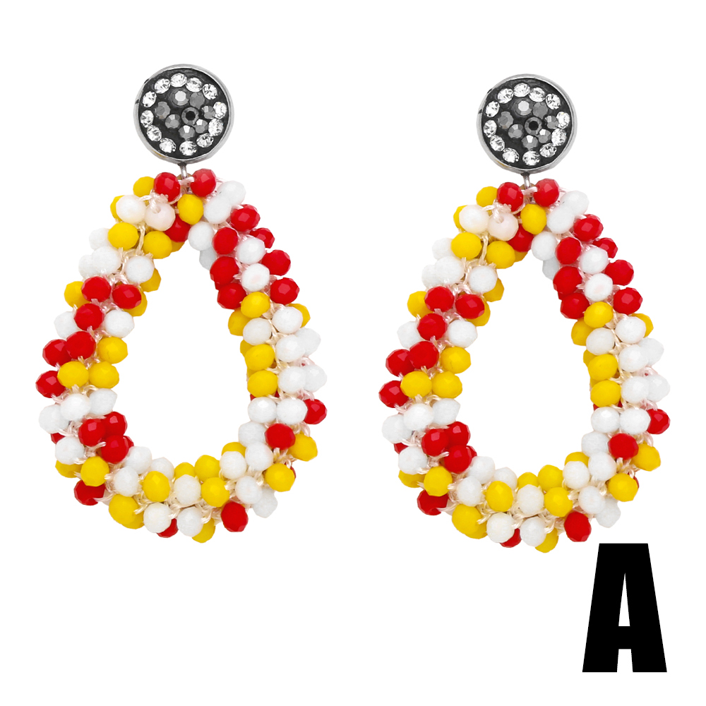 1 Pair Bohemian Water Droplets Beaded Plating Resin 18k Gold Plated Drop Earrings display picture 10