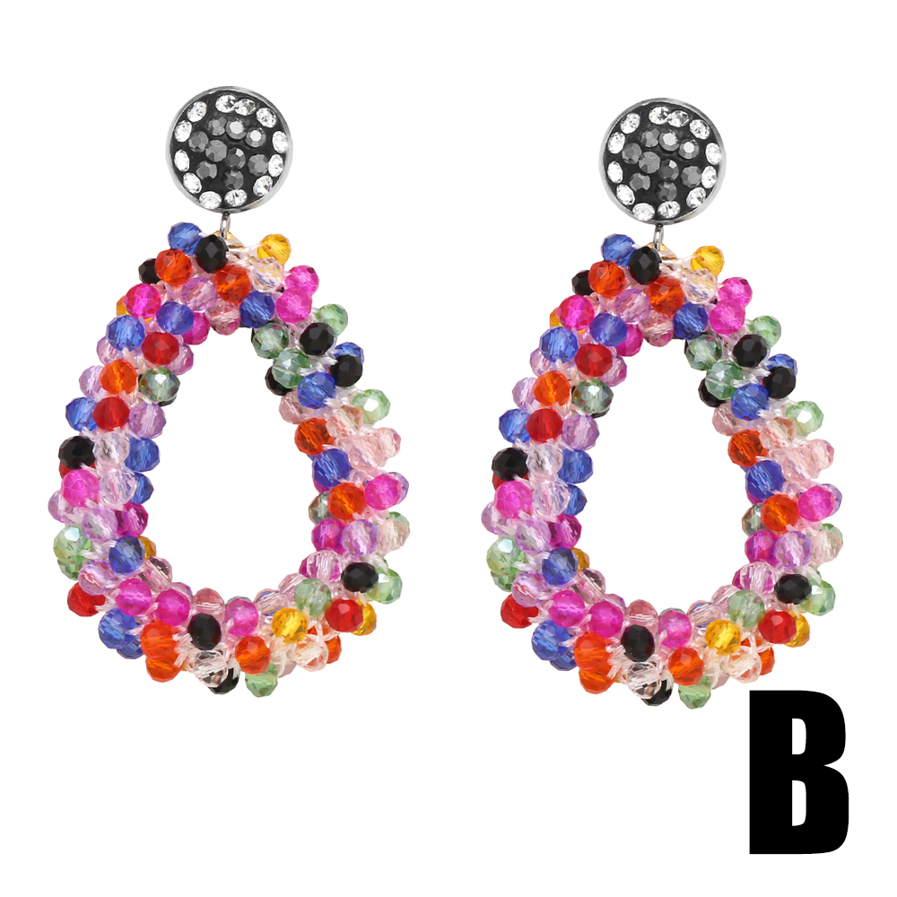 1 Pair Bohemian Water Droplets Beaded Plating Resin 18k Gold Plated Drop Earrings display picture 11