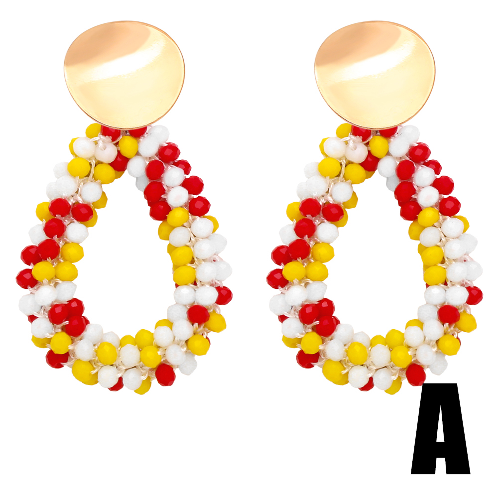 1 Pair Bohemian Water Droplets Beaded Plating Resin 18k Gold Plated Drop Earrings display picture 5