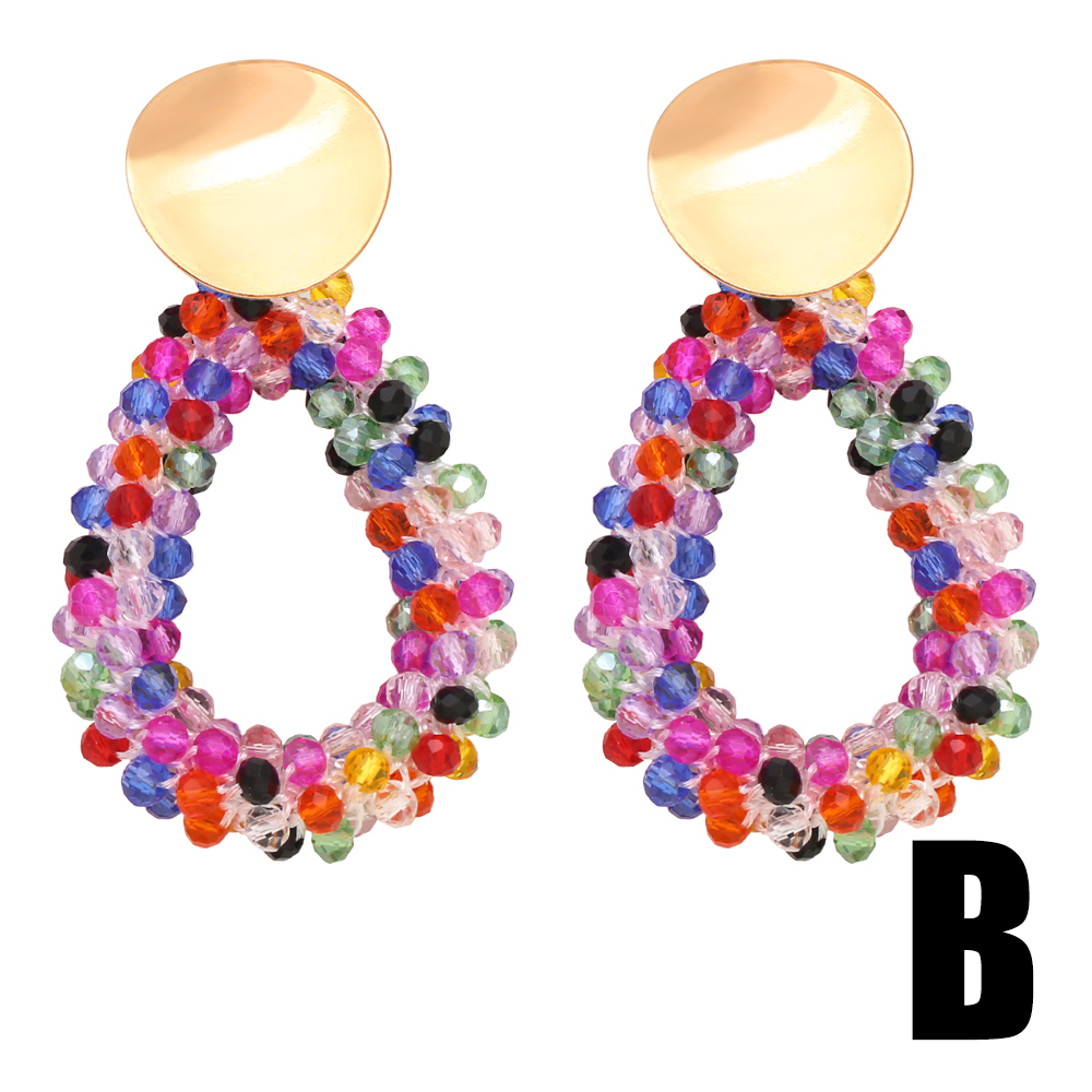 1 Pair Bohemian Water Droplets Beaded Plating Resin 18k Gold Plated Drop Earrings display picture 6