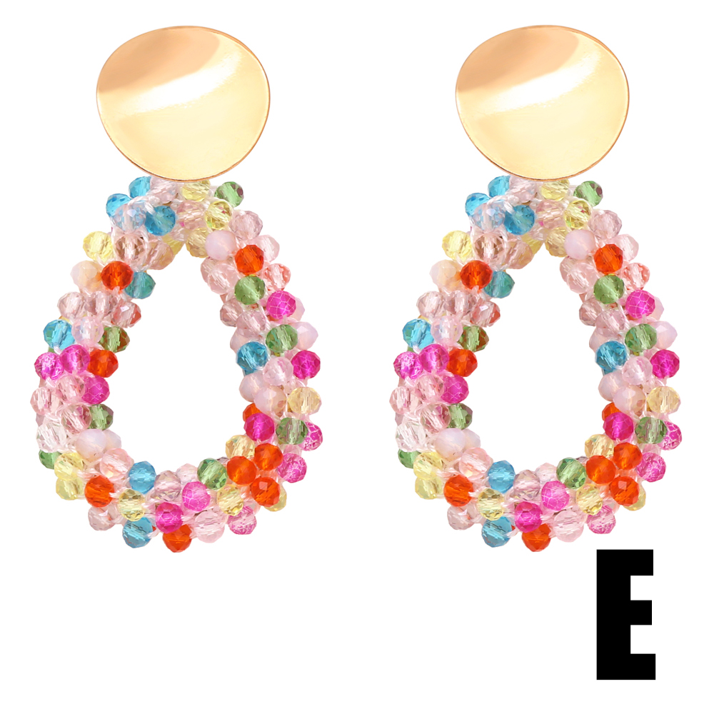 1 Pair Bohemian Water Droplets Beaded Plating Resin 18k Gold Plated Drop Earrings display picture 9
