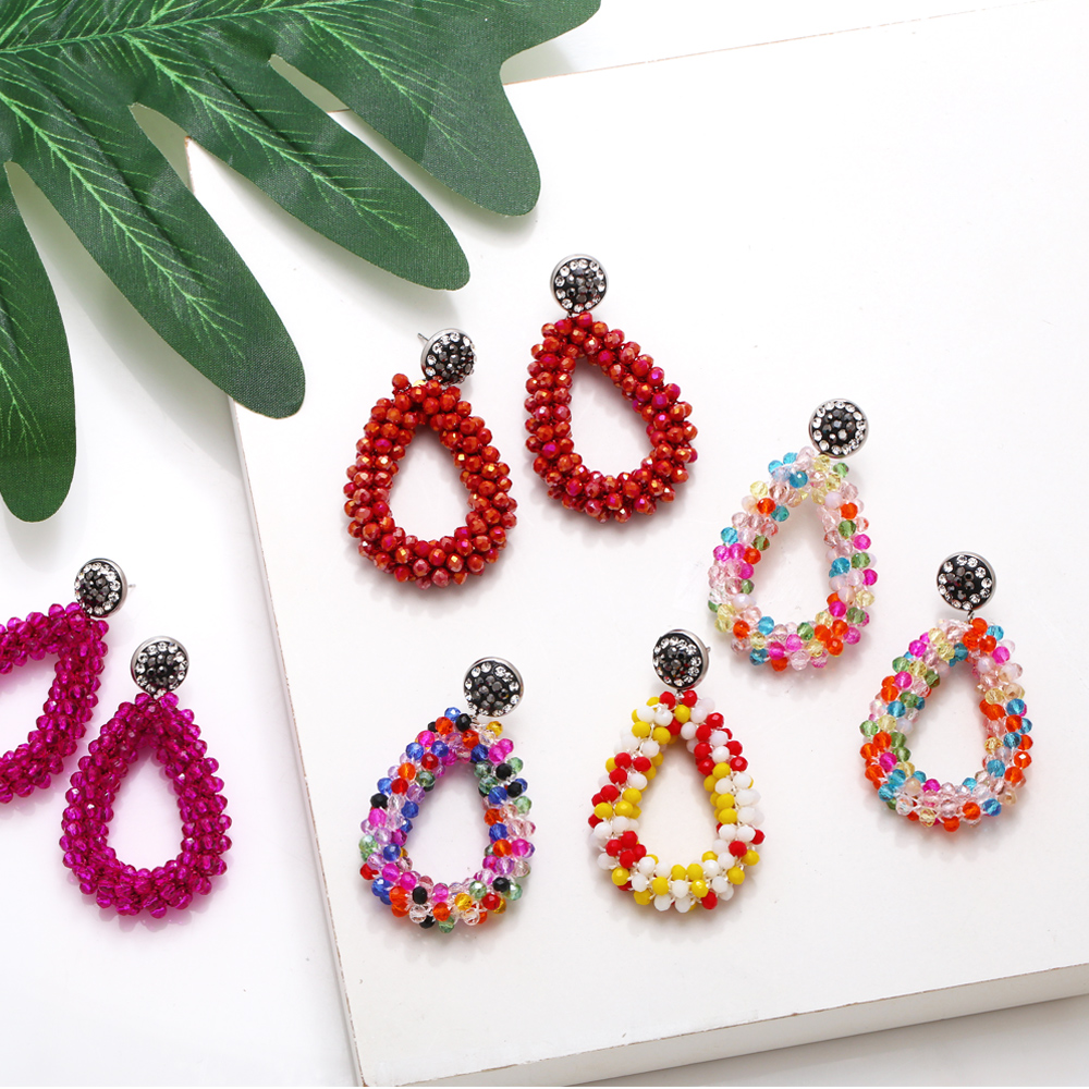 1 Pair Bohemian Water Droplets Beaded Plating Resin 18k Gold Plated Drop Earrings display picture 16