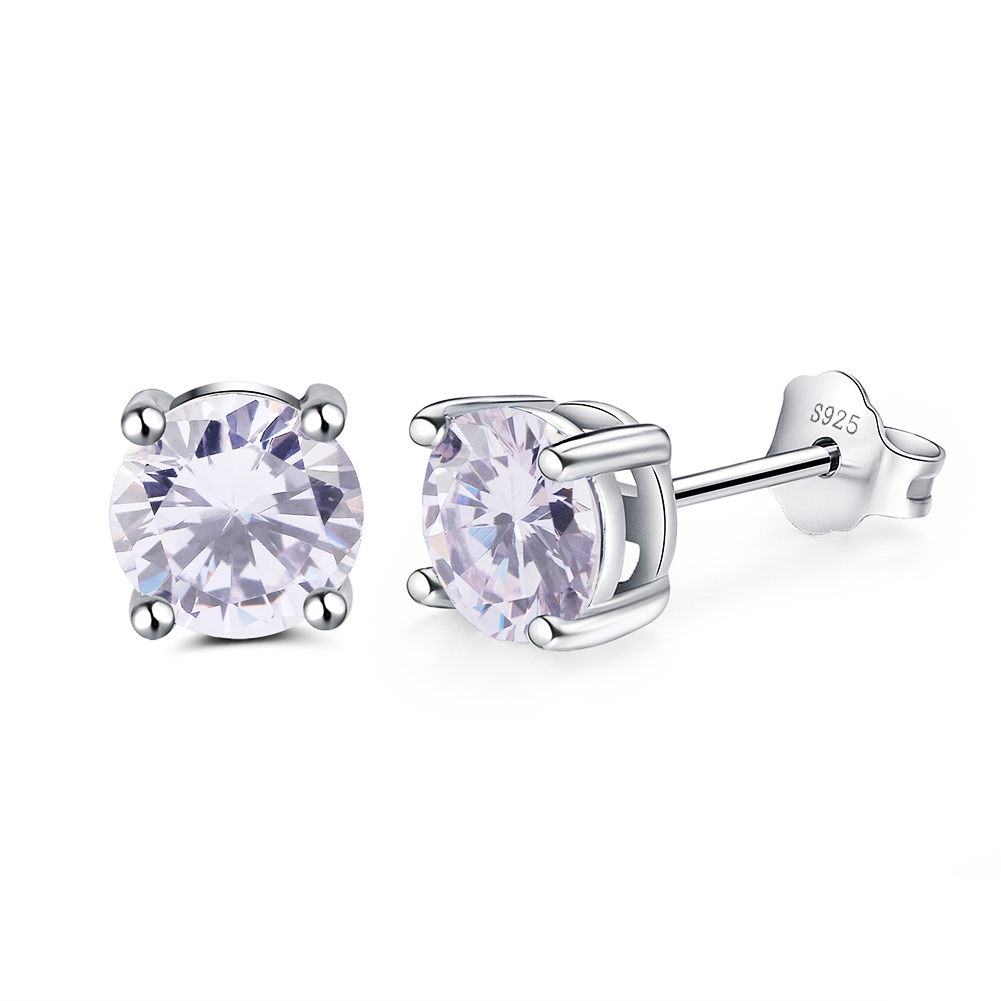 1 Pair Elegant Lady Geometric Inlay Sterling Silver Zircon White Gold Plated Rhodium Plated Ear Studs display picture 8