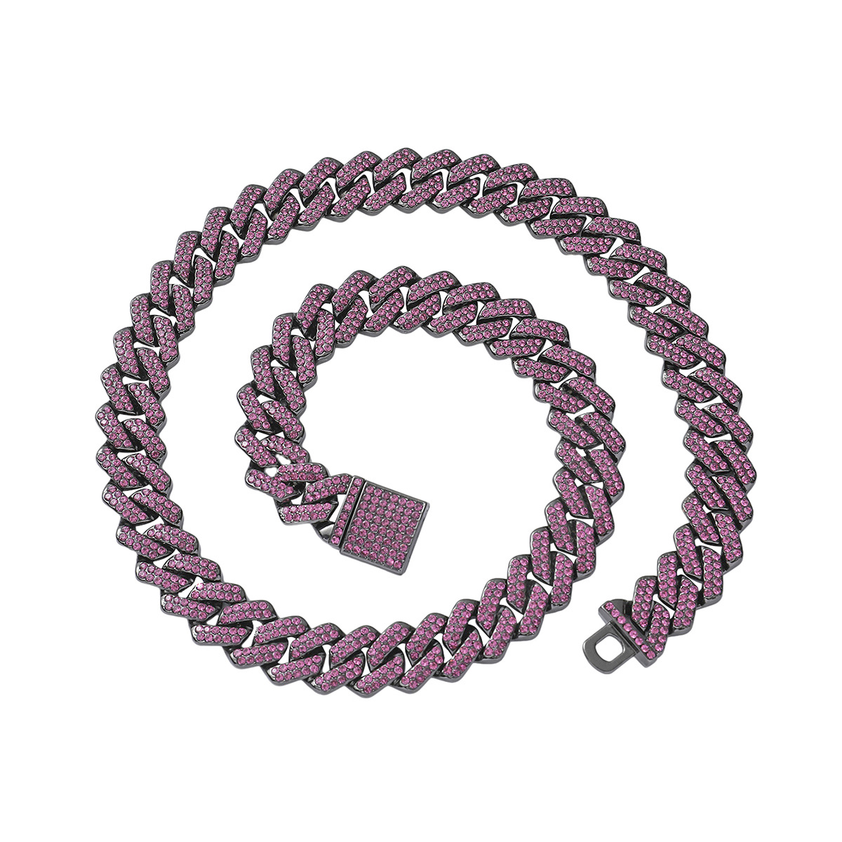 Hip-hop Solid Color Alloy Inlay Rhinestones Men's Bracelets Necklace display picture 1