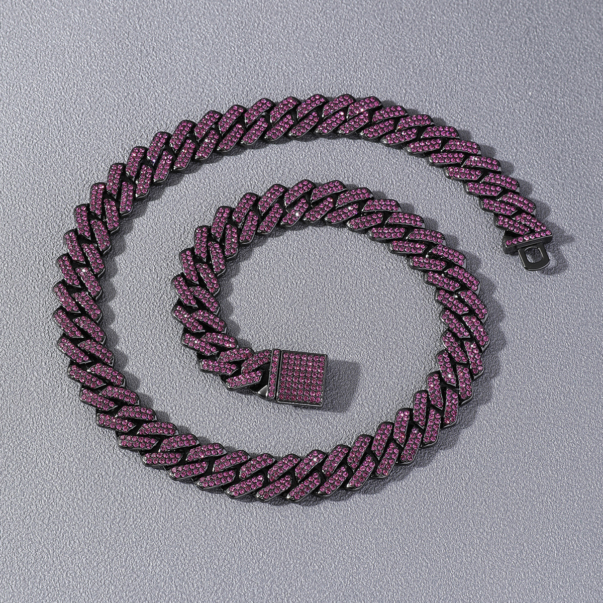 Hip-hop Solid Color Alloy Inlay Rhinestones Men's Bracelets Necklace display picture 7