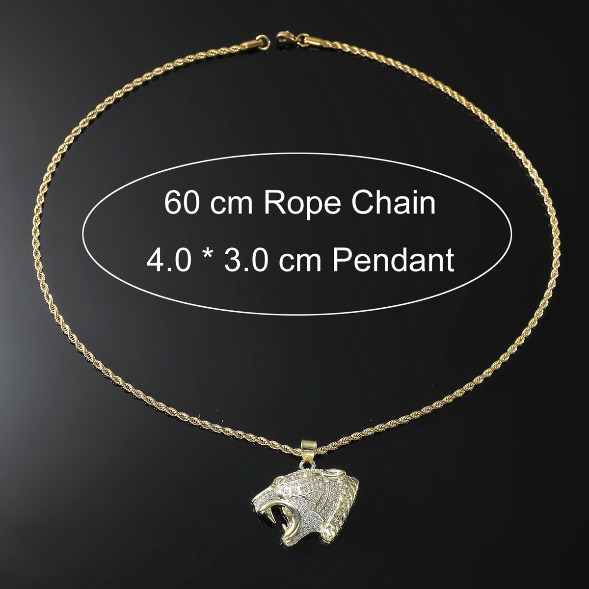 Hip-hop Animal Stainless Steel Alloy Inlay Rhinestones Men's Pendant Necklace display picture 3