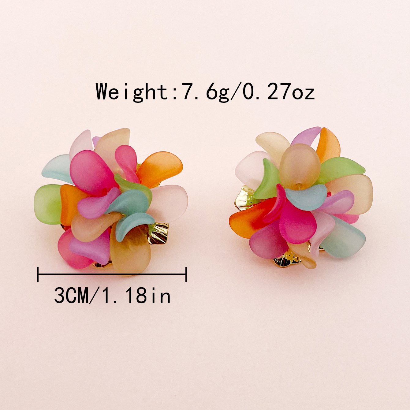 1 Pair British Style Commute Flower Plating 304 Stainless Steel Acrylic 14K Gold Plated Drop Earrings display picture 3