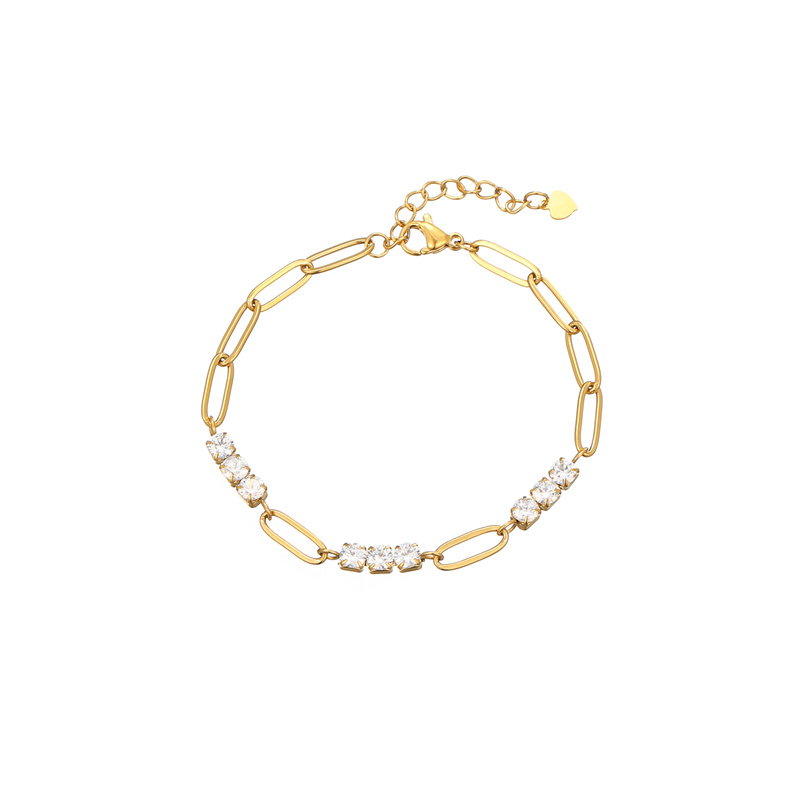 Casual Simple Style Classic Style Solid Color Stainless Steel Titanium Steel Gold Plated Zircon Bracelets In Bulk display picture 1