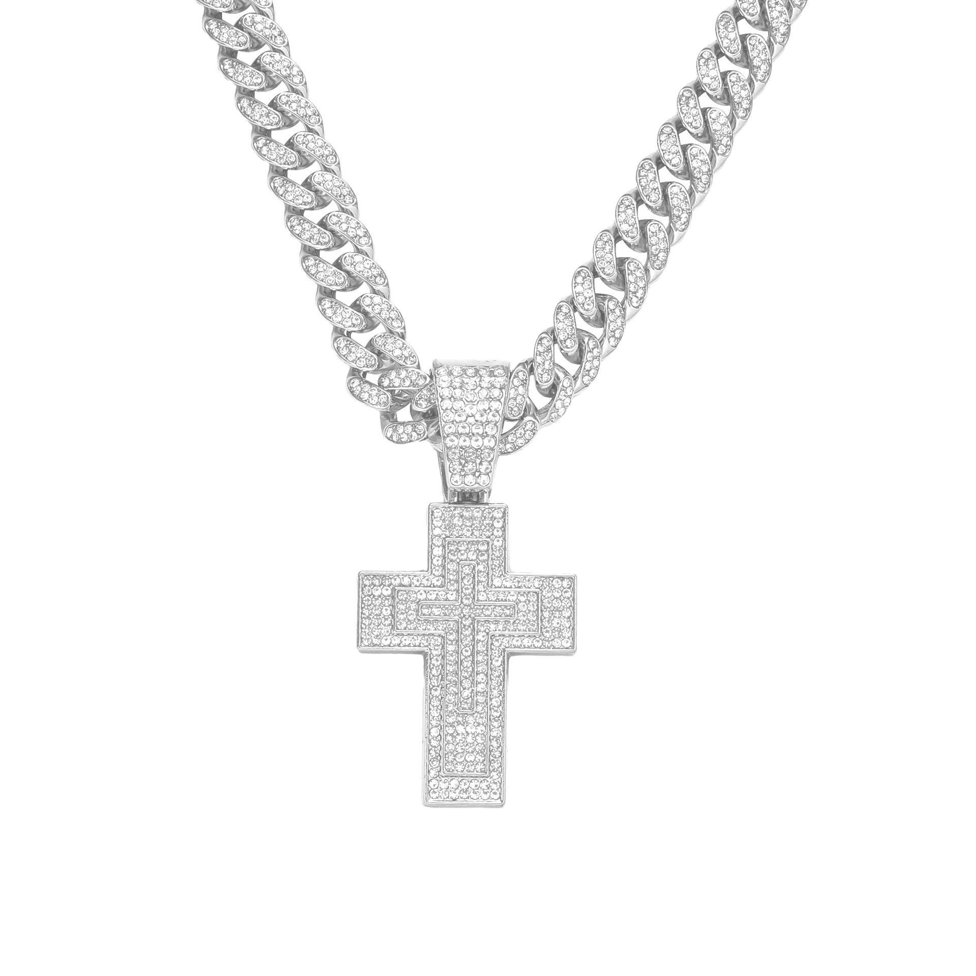 Hip-hop Cross Alloy Inlay Rhinestones Men's Pendant Necklace display picture 2