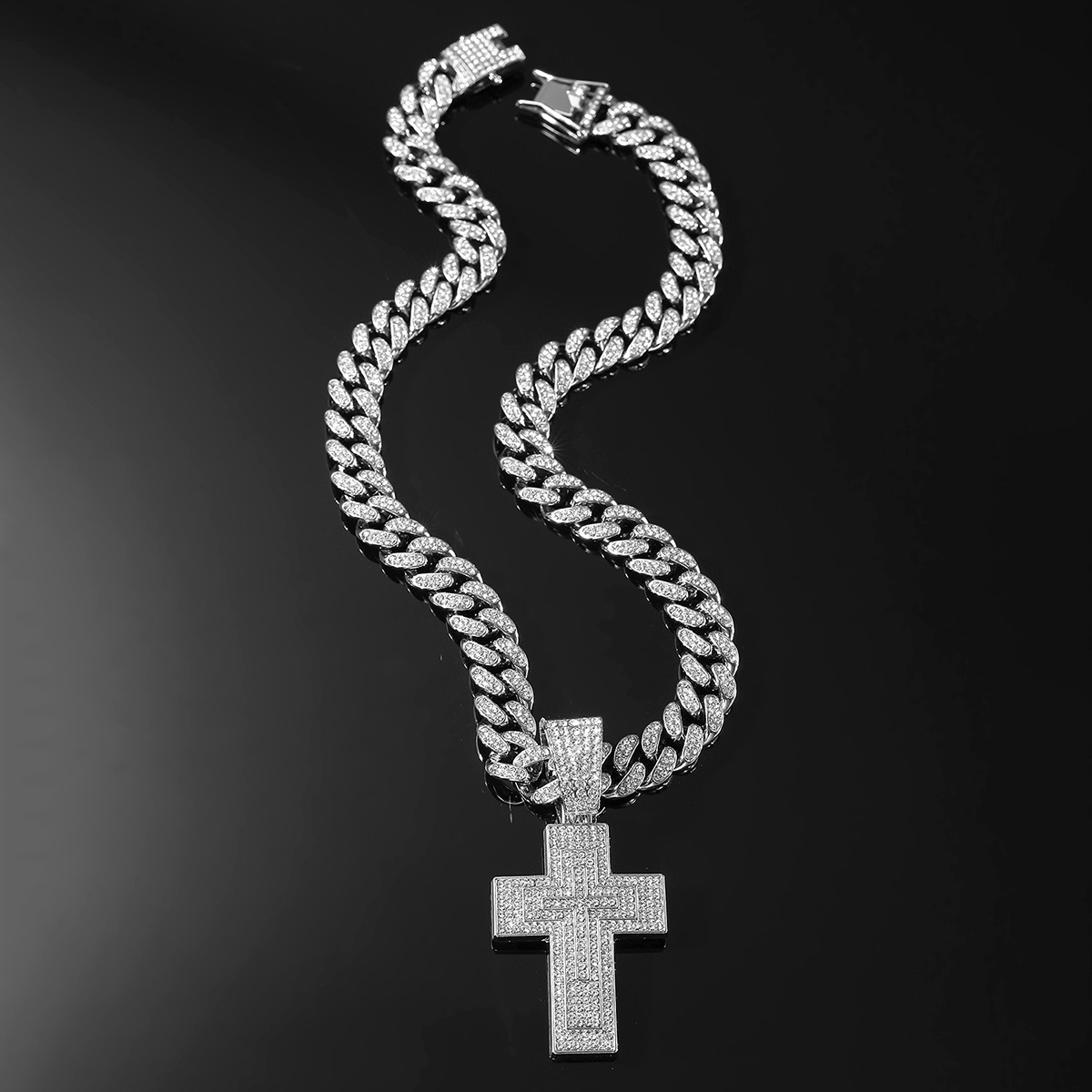Hip-hop Cross Alloy Inlay Rhinestones Men's Pendant Necklace display picture 8