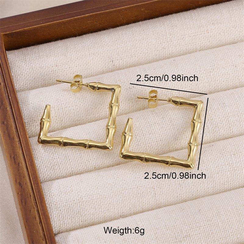 1 Pair Simple Style Solid Color Plating Stainless Steel 18k Gold Plated Earrings display picture 1