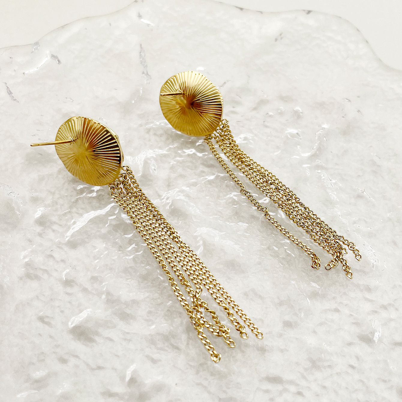 1 Pair Simple Style Tassel Plating Inlay 304 Stainless Steel Pearl 14K Gold Plated Drop Earrings display picture 2