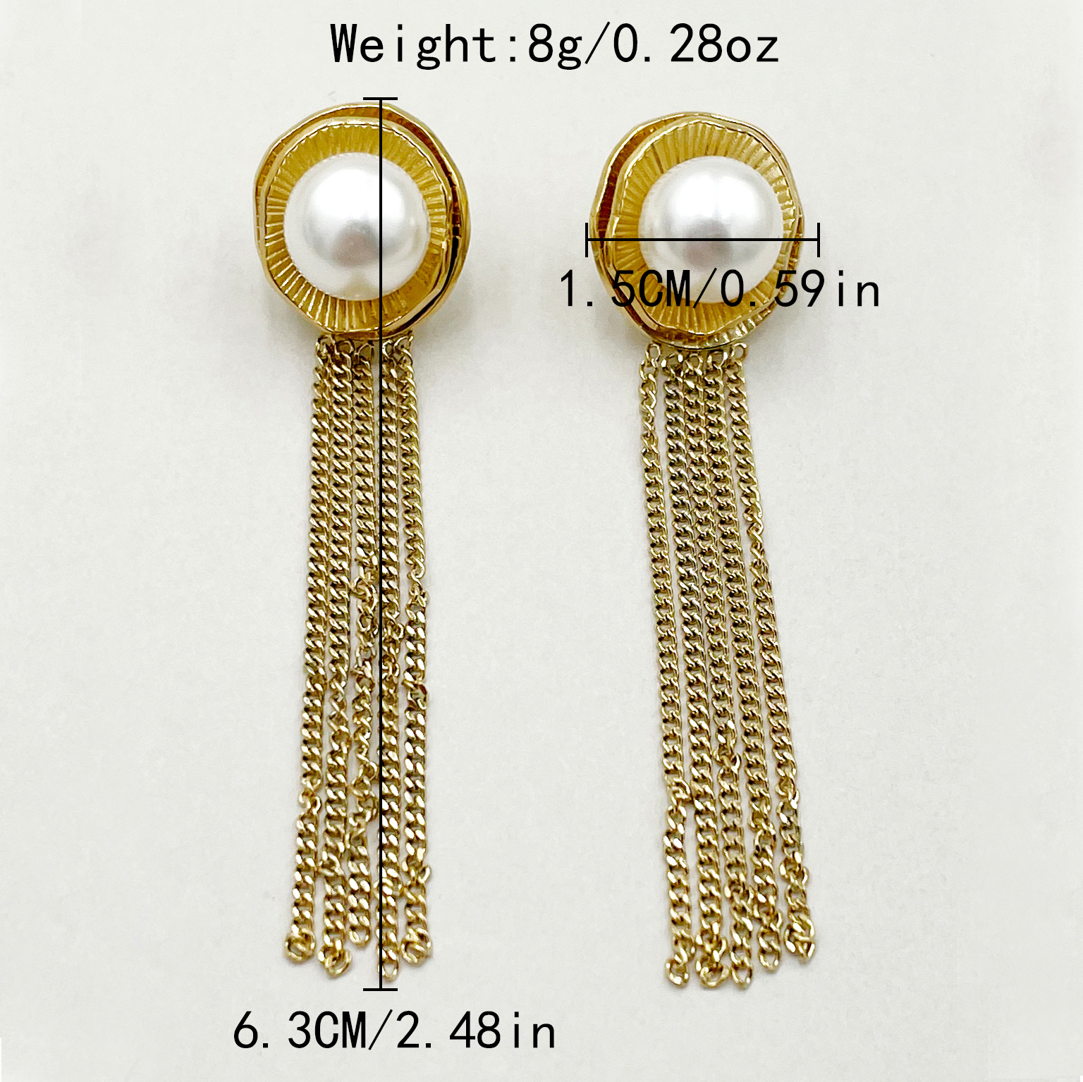 1 Pair Simple Style Tassel Plating Inlay 304 Stainless Steel Pearl 14K Gold Plated Drop Earrings display picture 3