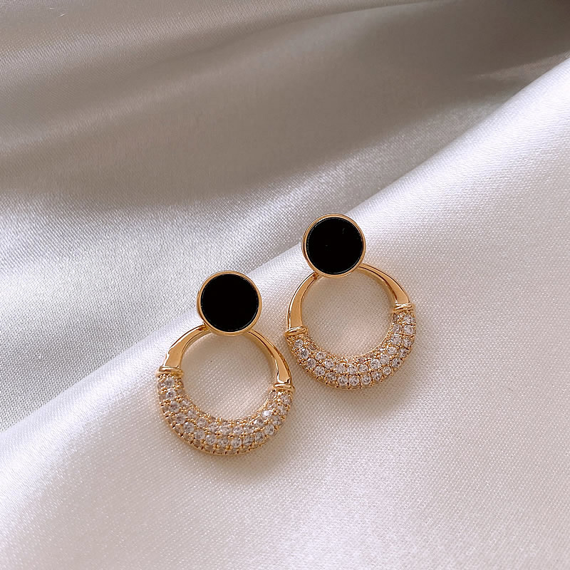 1 Paire Style Simple Cercle Incruster Alliage Zircon Boucles D'oreilles display picture 8