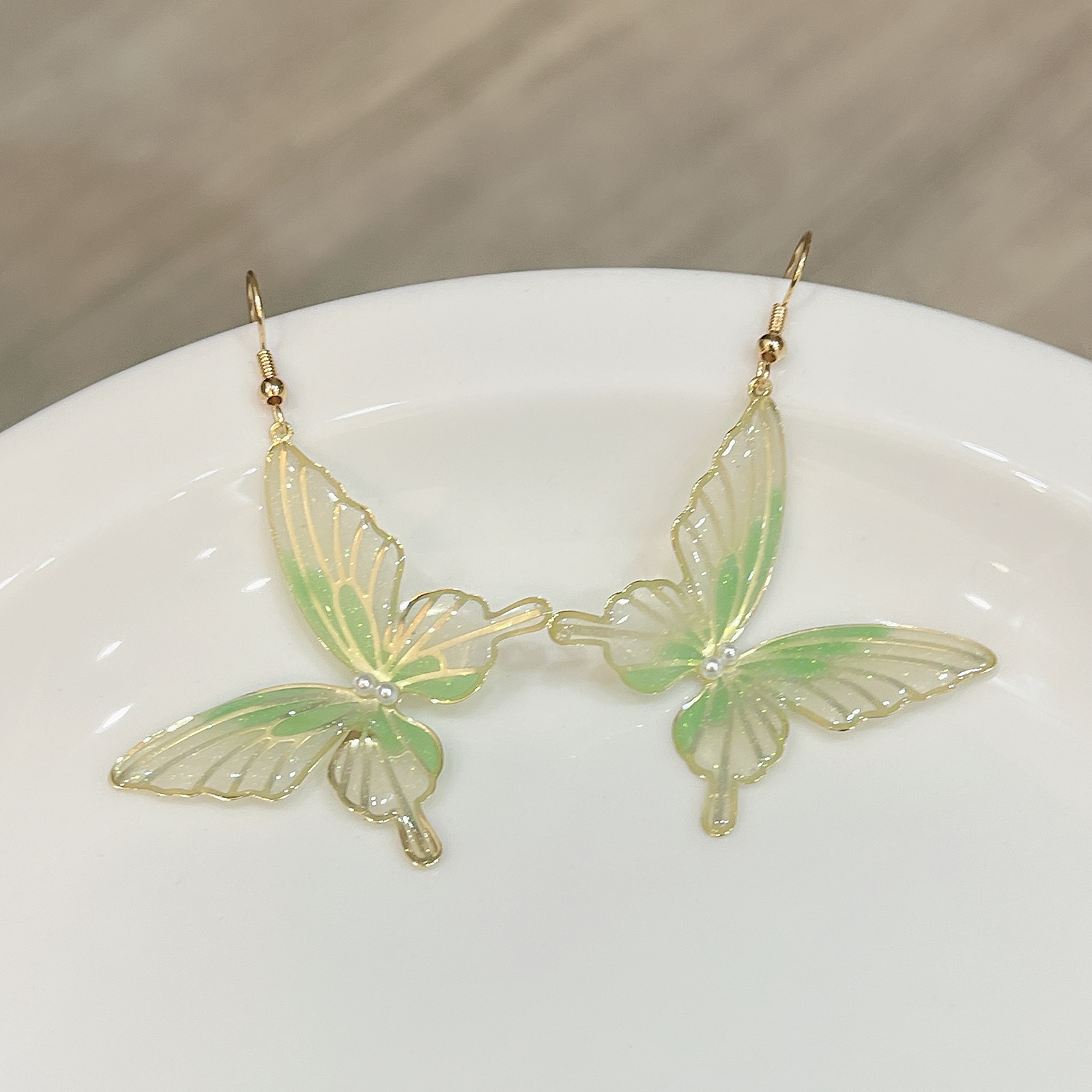 1 Pair Elegant Lady Korean Style Butterfly Resin Drop Earrings display picture 8