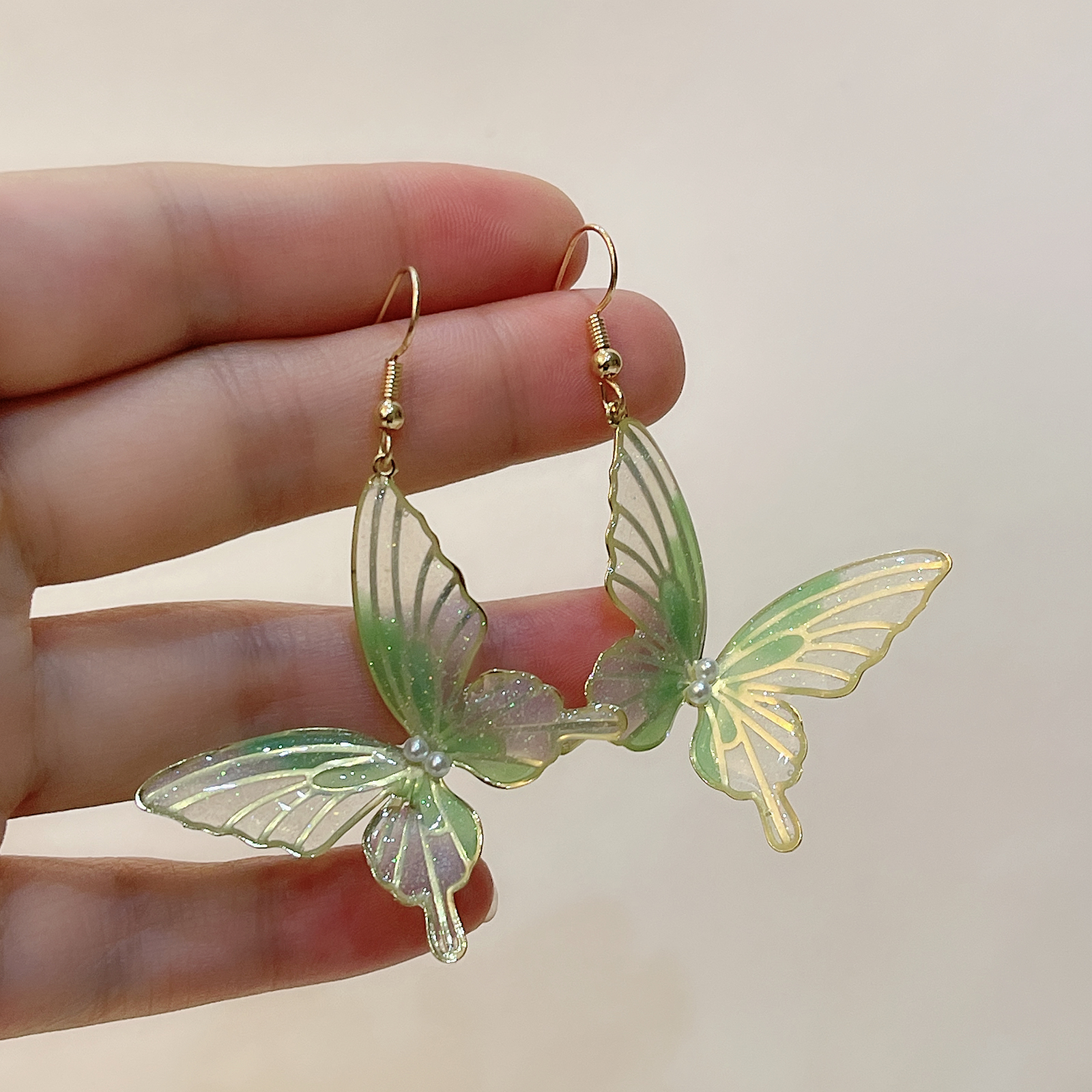 1 Pair Elegant Lady Korean Style Butterfly Resin Drop Earrings display picture 7