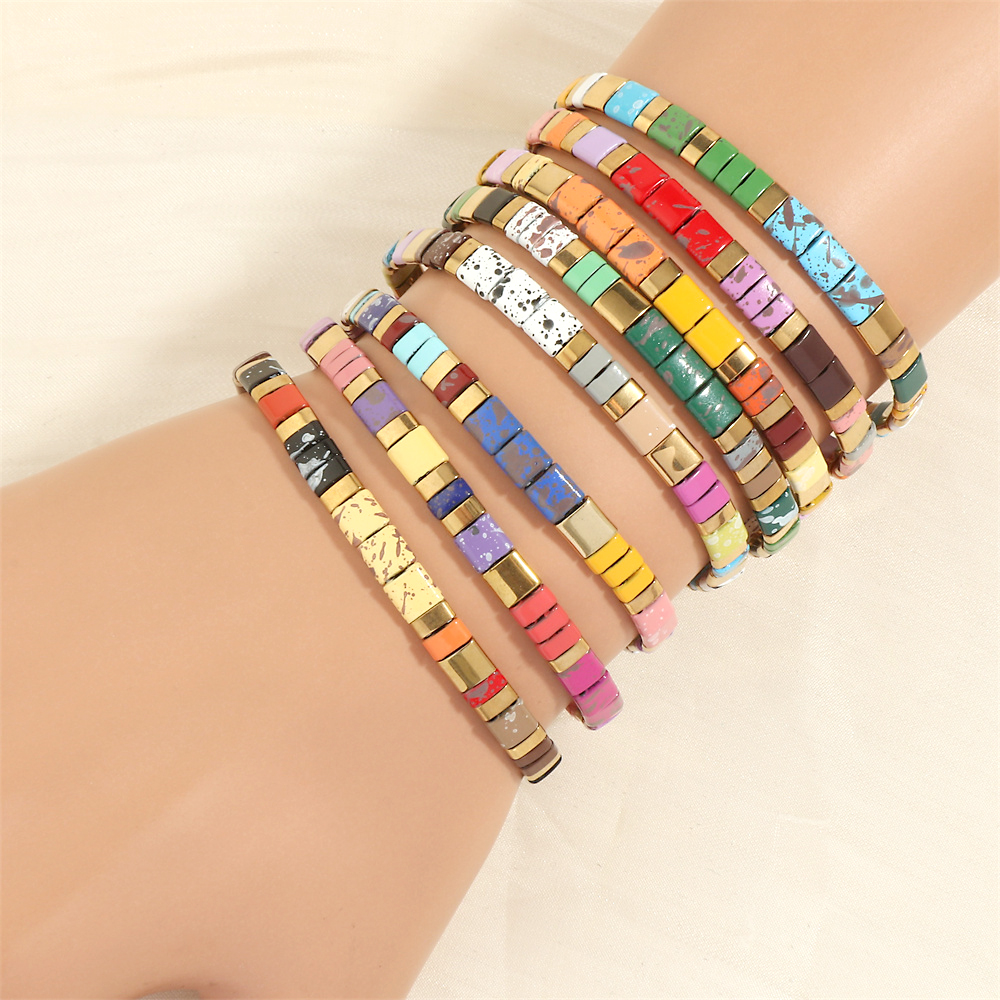 Bohemian Beach Square Copper 18k Gold Plated Bracelets In Bulk display picture 4