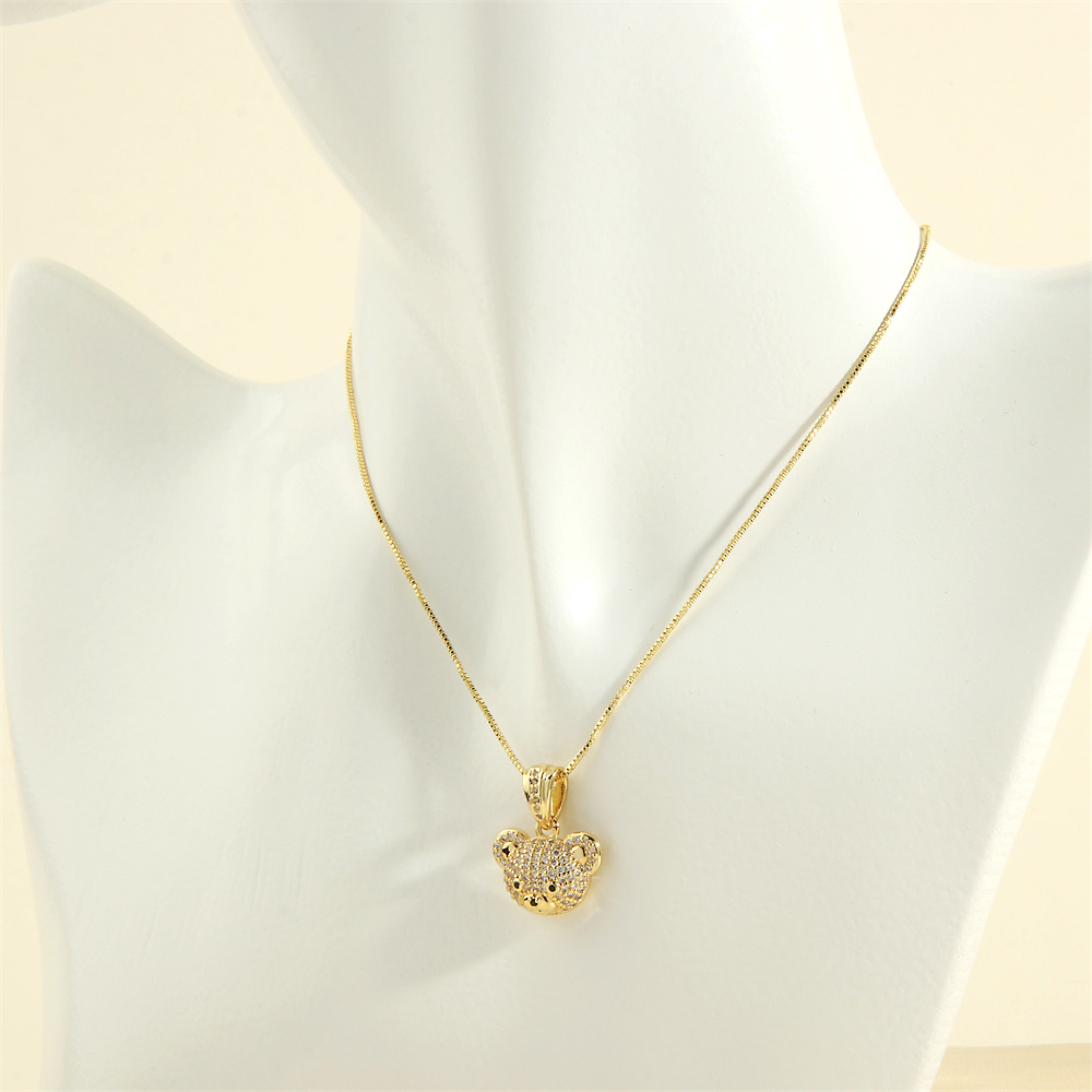 Cute Simple Style Little Bear Copper 18k Gold Plated Zircon Pendant Necklace In Bulk display picture 8