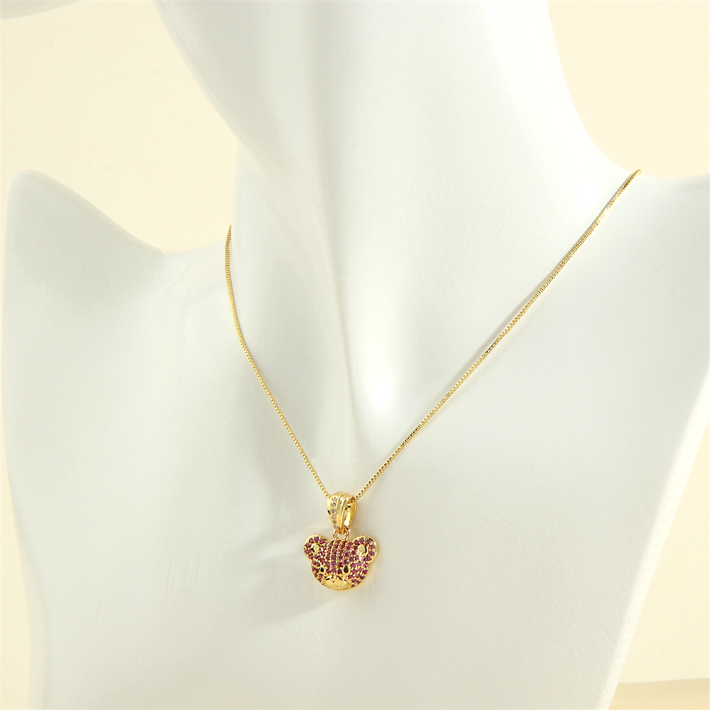 Cute Simple Style Little Bear Copper 18k Gold Plated Zircon Pendant Necklace In Bulk display picture 7