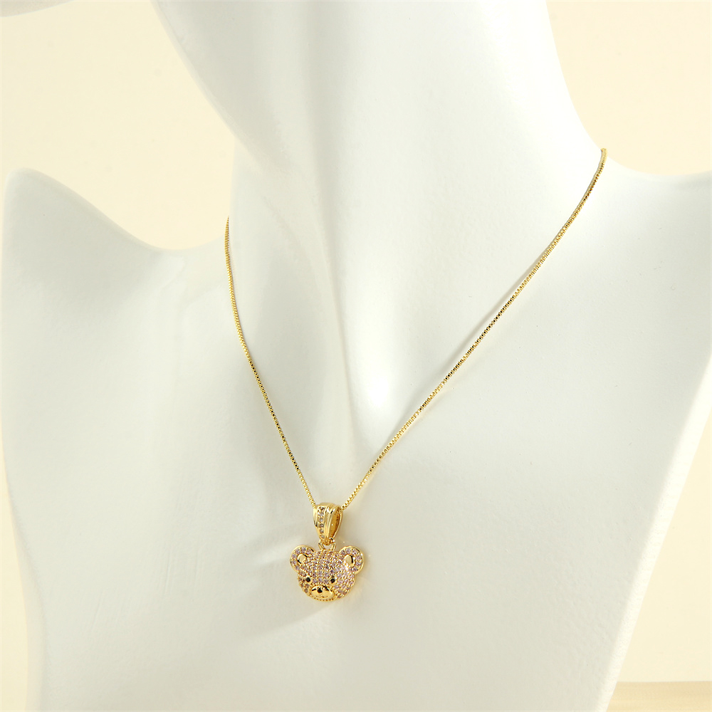 Cute Simple Style Little Bear Copper 18k Gold Plated Zircon Pendant Necklace In Bulk display picture 9