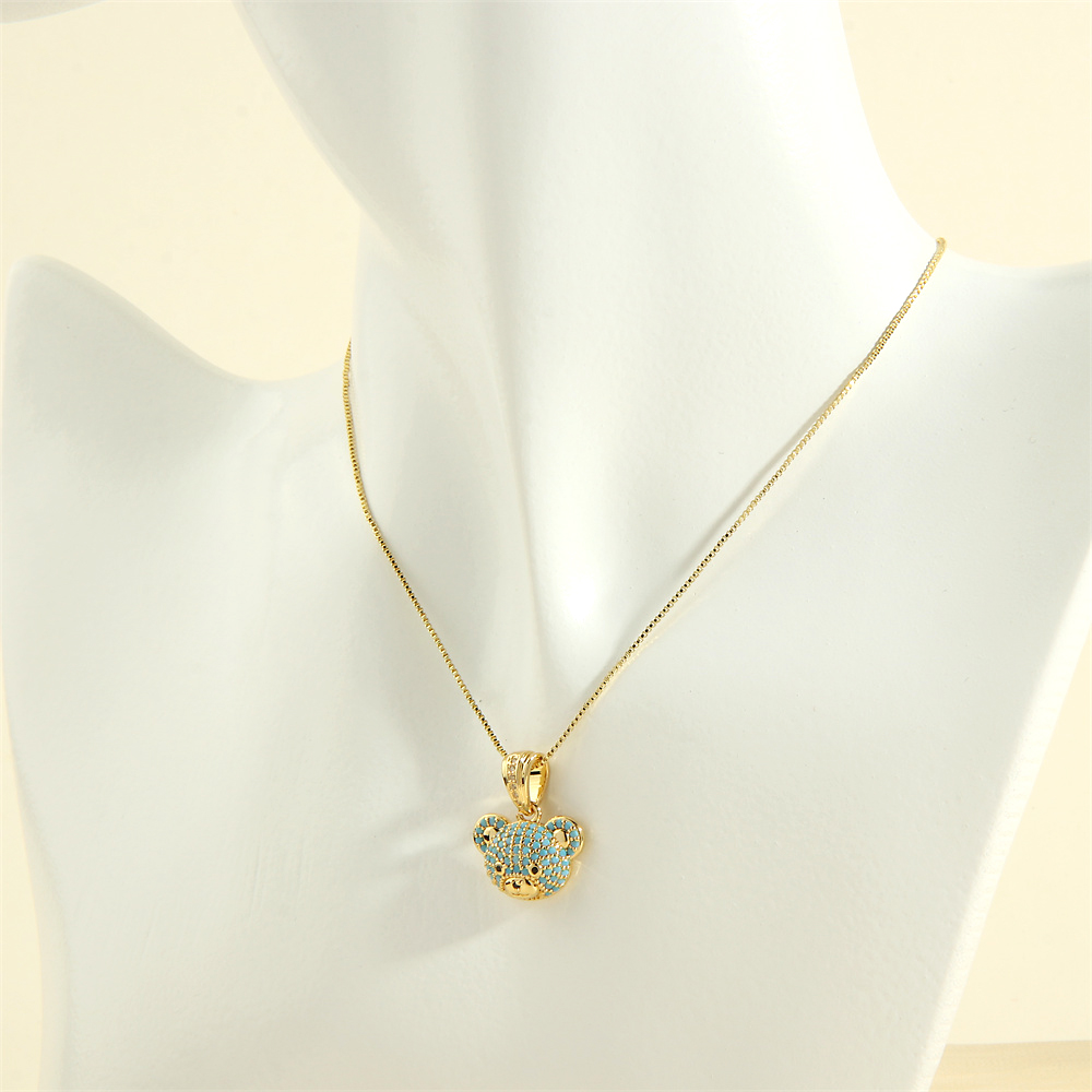 Cute Simple Style Little Bear Copper 18k Gold Plated Zircon Pendant Necklace In Bulk display picture 11