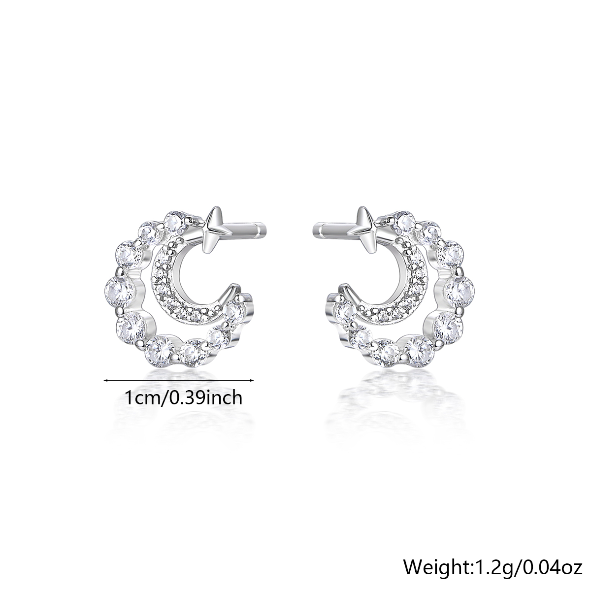 1 Pair Basic Simple Style Star Moon Heart Shape Plating Inlay Sterling Silver Zircon White Gold Plated Ear Studs display picture 9