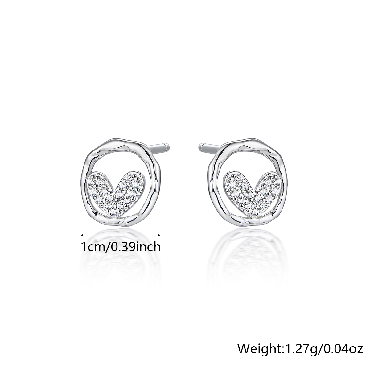 1 Pair Basic Simple Style Star Moon Heart Shape Plating Inlay Sterling Silver Zircon White Gold Plated Ear Studs display picture 7