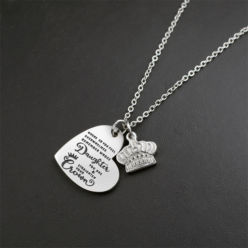 Elegant Simple Style Letter Heart Shape Crown Stainless Steel Plating Inlay Zircon Pendant Necklace display picture 3