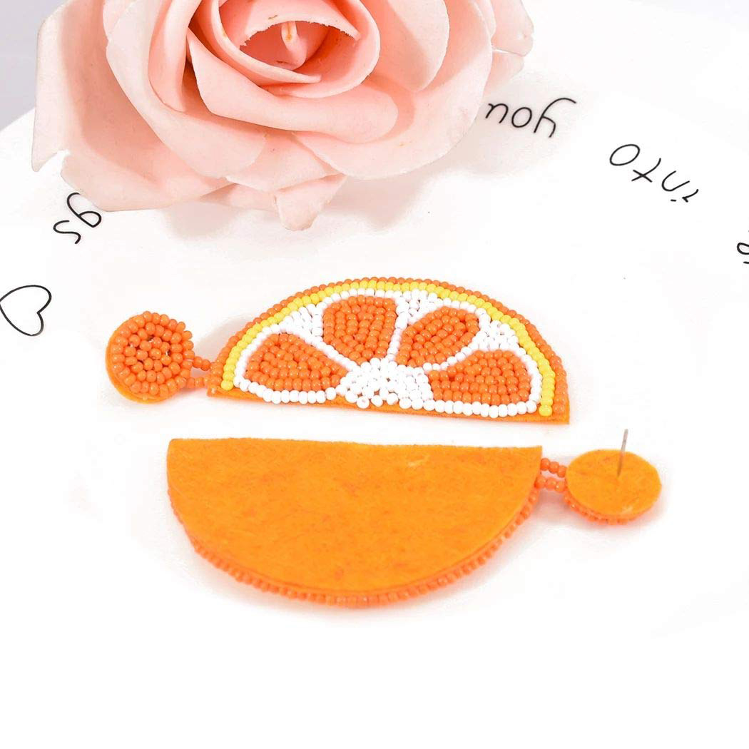 1 Pair Cute Vacation Orange Fruit Alloy Seed Bead Drop Earrings display picture 4