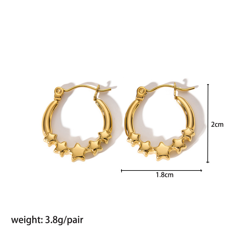 1 Pair Simple Style Star Plating 304 Stainless Steel 18K Gold Plated Earrings display picture 1