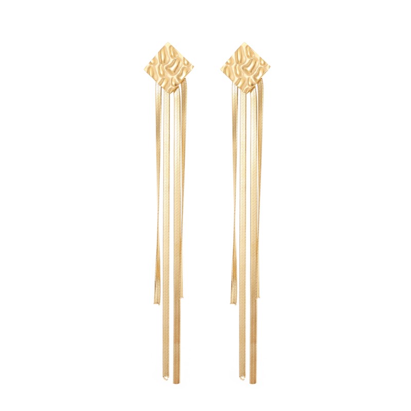 1 Pair Simple Style Classic Style Water Droplets Tassel Plating Inlay Stainless Steel Pearl Zircon Gold Plated Drop Earrings display picture 4