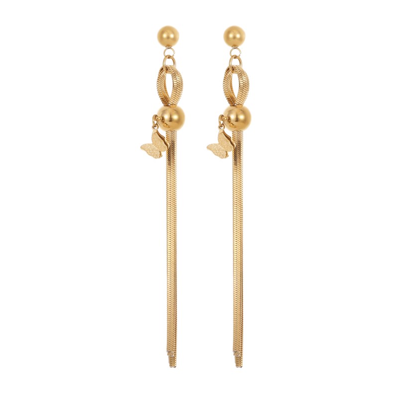 1 Pair Simple Style Classic Style Water Droplets Tassel Plating Inlay Stainless Steel Pearl Zircon Gold Plated Drop Earrings display picture 3