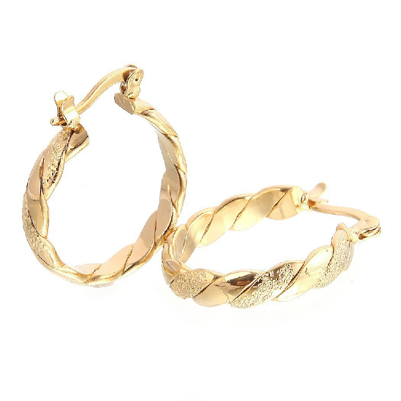 1 Pair Classic Style Solid Color Twist Plating Alloy Copper Gold Plated Hoop Earrings display picture 1