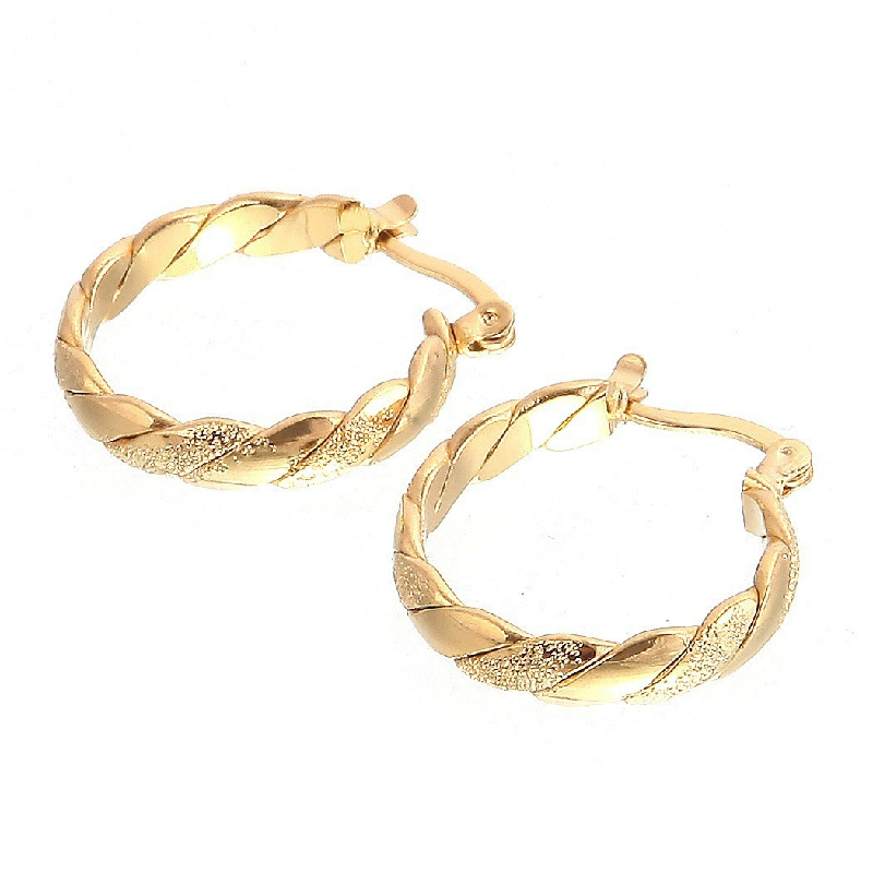 1 Pair Classic Style Solid Color Twist Plating Alloy Copper Gold Plated Hoop Earrings display picture 2