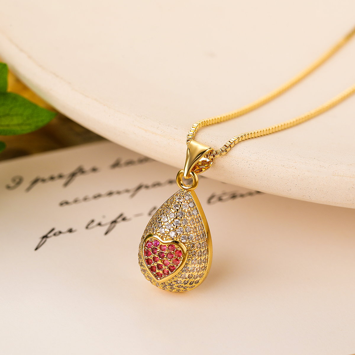 Simple Style Water Droplets Copper 18k Gold Plated Zircon Pendant Necklace In Bulk display picture 3