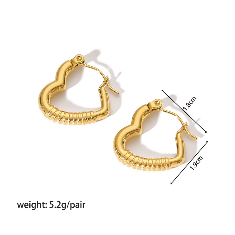 1 Pair IG Style Heart Shape Plating 304 Stainless Steel 18K Gold Plated Earrings display picture 6