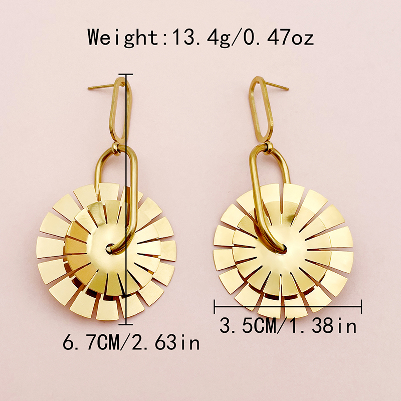 1 Pair Casual Gear Plating 304 Stainless Steel 14K Gold Plated Earrings display picture 3