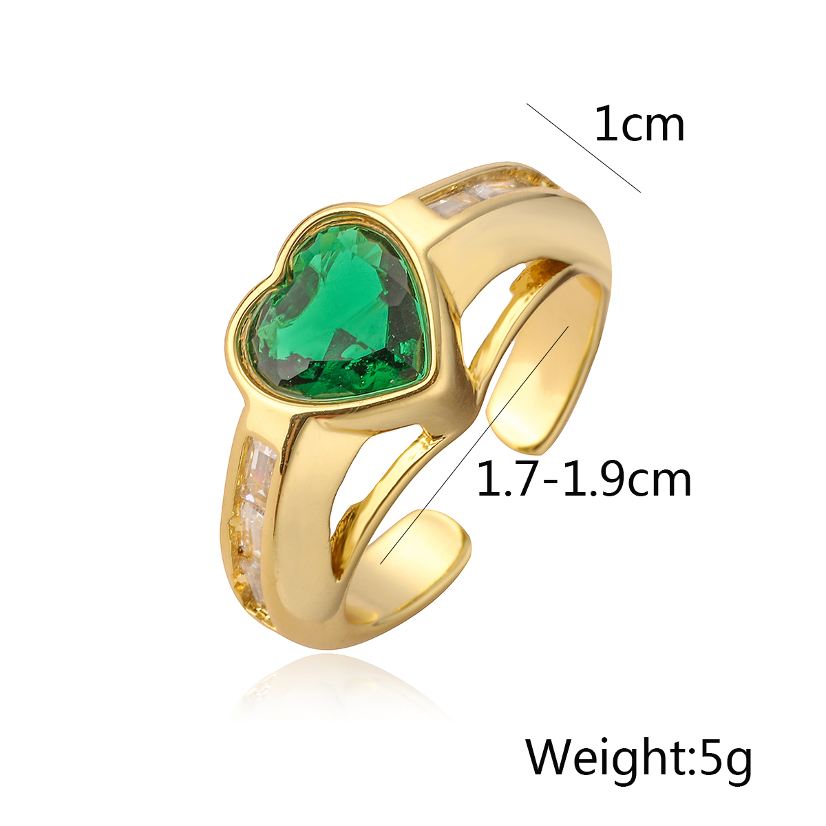 Simple Style Heart Shape Copper Plating Inlay Zircon 18k Gold Plated Open Rings display picture 1